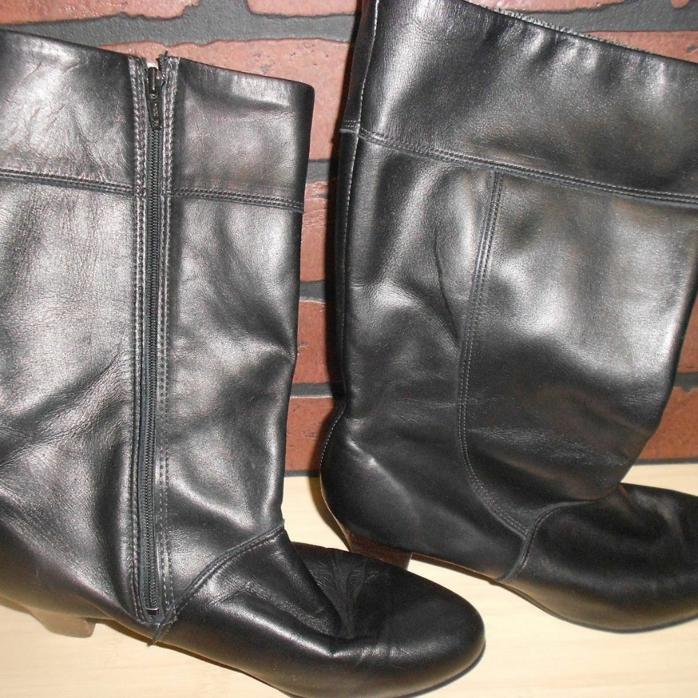WOMEN'S CHOCOLATE BROWN LEATHER BOOTS SIDE ZIPPER
